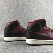 Air Jordan 1 Mid Black and Burgundy Sneakers 554724-601