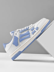 AIVIR White and Light Blue Low-Top Sneakers