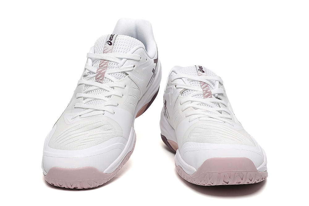 ASICS White and Pink Court Sneakers