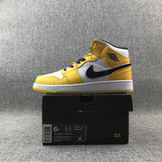 Air Jordan 1 Mid Lakers Yellow and Purple Sneakers BQ6931-700