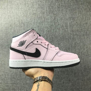 Air Jordan 1 Mid Pink and Black High-Top Sneakers