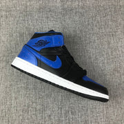 Air Jordan 1 Mid Black and Blue High-Top Sneakers