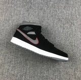 Air Jordan 1 Mid Black Grey Red Sneakers 554724-060