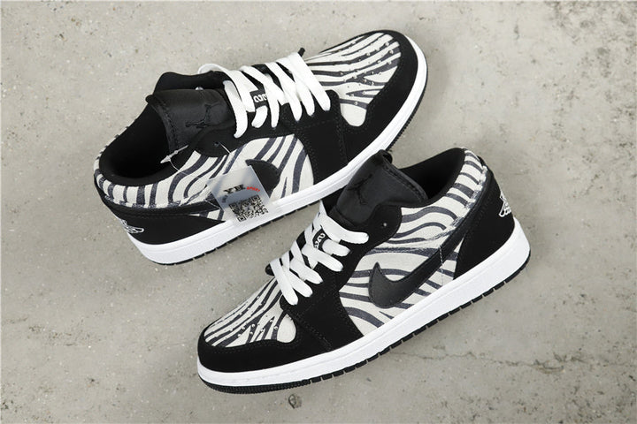 Jordan Air Jordan 1 Mid Zebra Print Sneakers Black White
