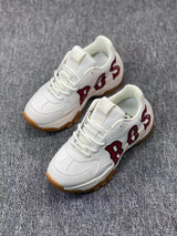 White Letter-Graphic Lace-Up Sneakers with Gum Outsoles