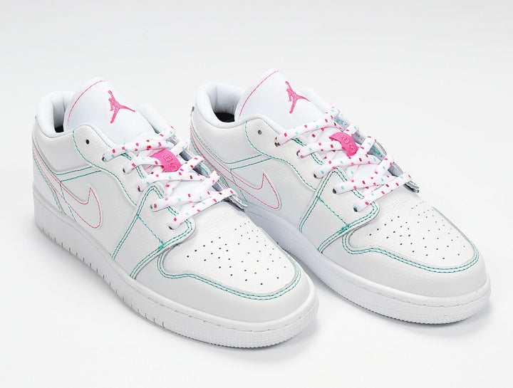 Jordan 1 Low White Pink Sneakers Style 554723-101