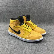 Air Jordan 1 Mid Yellow Ochre Black Sneakers 554724-700
