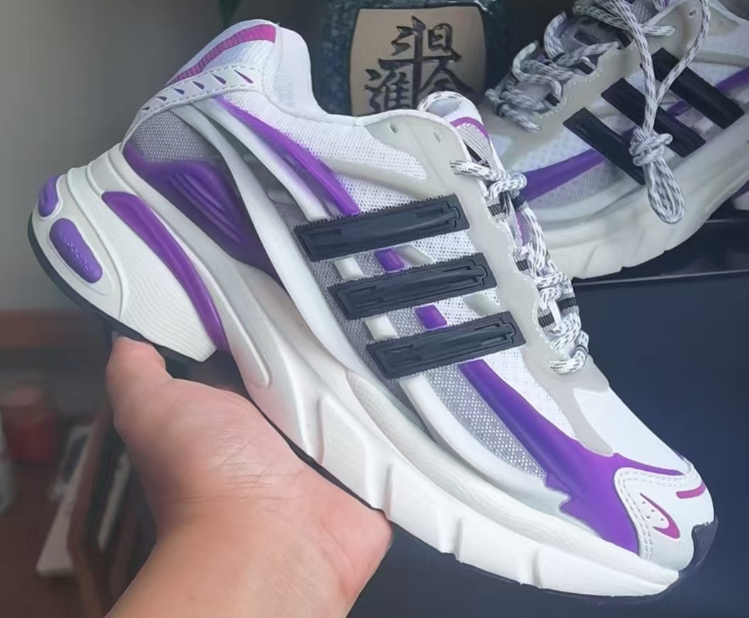 Nike White and Purple Running-Style Sneakers