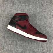 Air Jordan 1 Mid Black and Burgundy Sneakers 554724-601