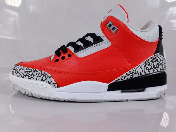 Air Jordan 3 Retro Red Black Cement Print Sneakers