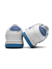 AMIRI Bone-Look Low-Top Sneakers in White and Denim Blue