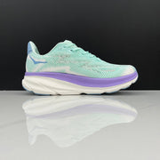HOKA Clifton 9 Running Shoes, Mint Green and Purple