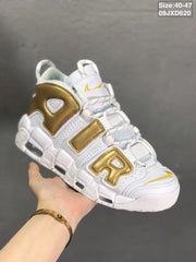 Nike Air More Uptempo Sneakers White and Metallic Gold