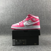Air Jordan 1 Mid White Pink Sneakers 555112-611