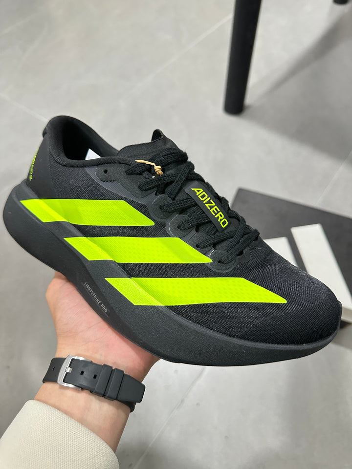 Adidas Adizero Running Shoes Black and Volt Green JS3420