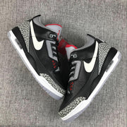 Air Jordan 3 Retro Black Cement Sneakers, Black and Grey