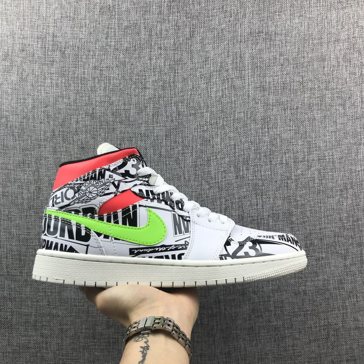 Jordan Air Jordan 1 Mid Graphic Sneakers Black White
