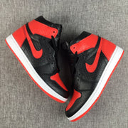 Air Jordan 1 High Black Red Scale-Textured Sneakers
