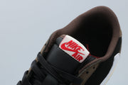 Jordan 1 Low Black and Brown Sneakers with White Swoosh
