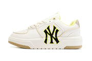 MLB Chunky Low-Top Sneakers in White and Neon Yellow