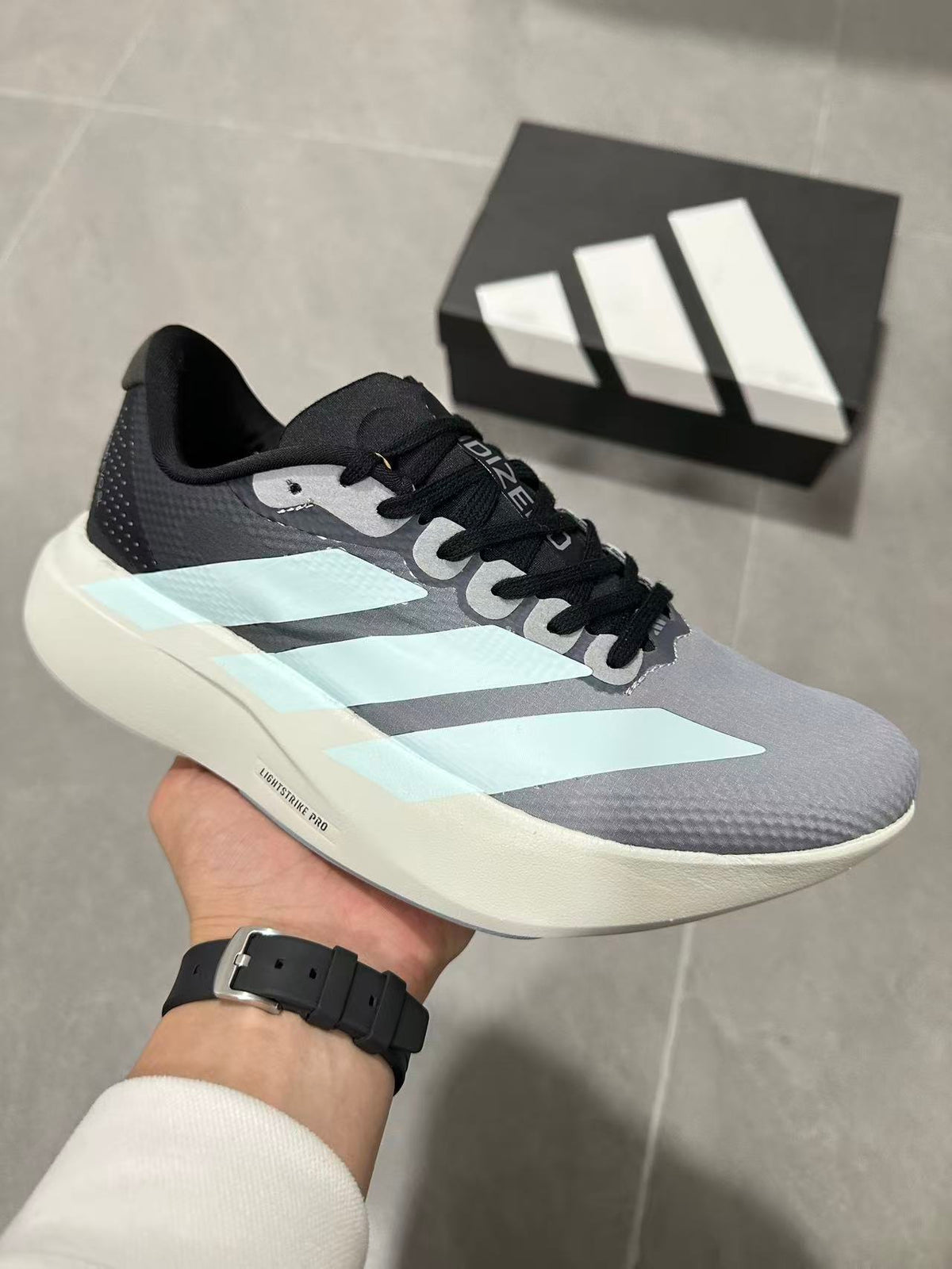 Adidas Lightstrike Pro Running Shoes in Gray and Blue