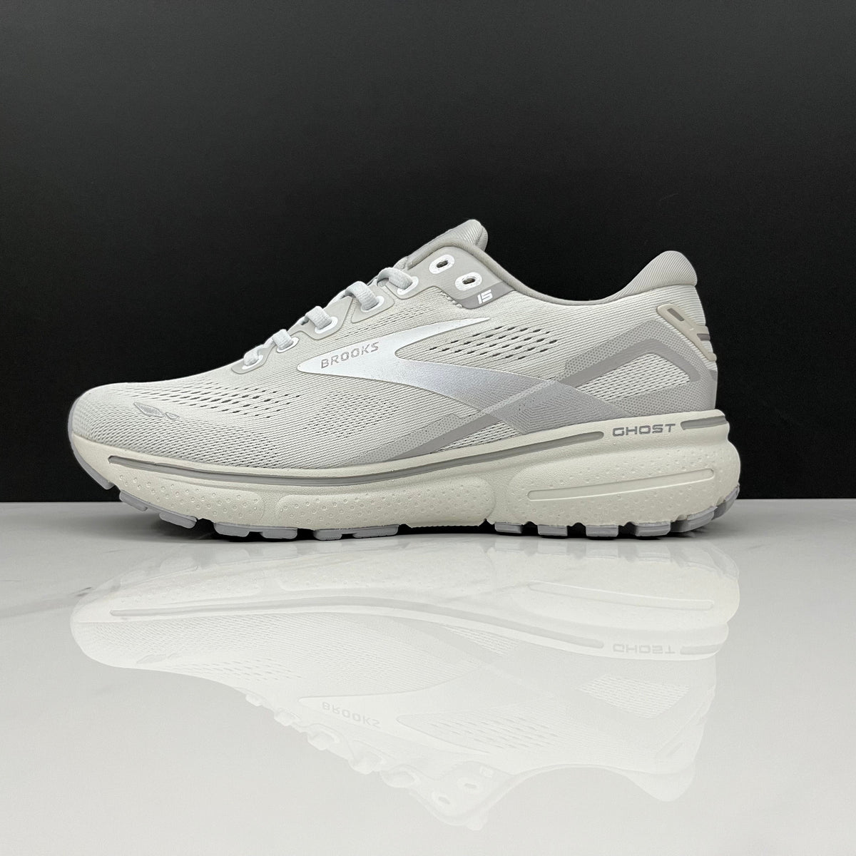 Brooks Ghost 15 Running Shoes in White and Grey