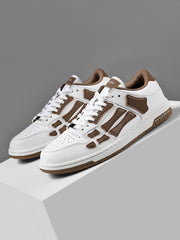 AIVIRI MFS003-126 White and Brown Low-Top Sneakers