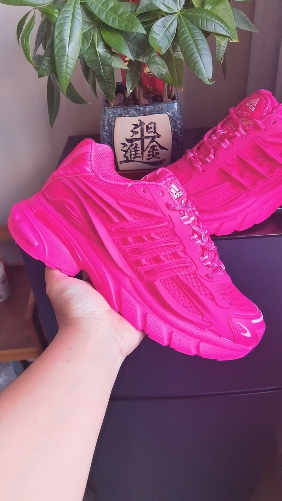 Adidas Pink Running-Style Sneakers