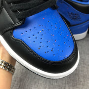 Air Jordan 1 Mid Black and Blue High-Top Sneakers