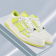 AMIRI Bone Low-Top Sneakers in White and Neon Green