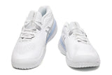 ASICS White and Silver Court Sneakers with Pale Blue Midsole