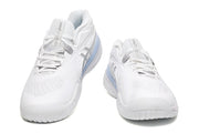 ASICS White and Silver Court Sneakers with Pale Blue Midsole