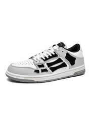 AMIRI Gray and White Low-Top Sneakers with Black Accents