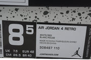 Air Jordan 4 Retro White and Red High-Top Sneakers