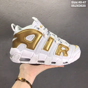 Nike Air More Uptempo Sneakers White and Metallic Gold