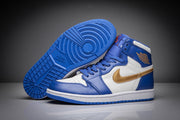 Air Jordan 1 High Blue White Gold Sneakers