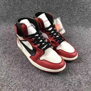 Off-White x Air Jordan 1 High Sneakers, Red and White
