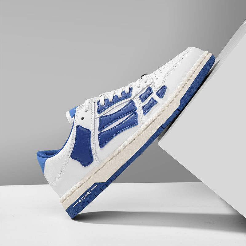 White and Blue Low-Top Sneakers MFS003-123