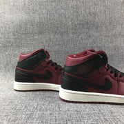 Air Jordan 1 Mid Burgundy and Black High-Top Sneakers