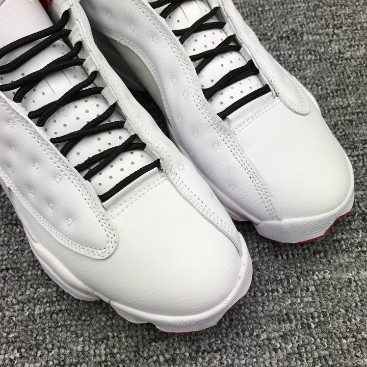 Air Jordan 13 White and Red High-Top Sneakers