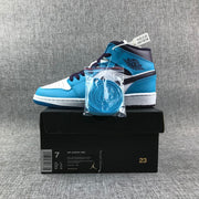 Air Jordan 1 Mid Sneakers in Blue, White and Black