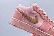 Jordan 1 Low Pink and Gold Women's Sneakers
