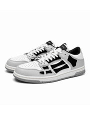 AMIRI Gray and White Low-Top Sneakers with Black Accents