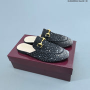 Gucci Princetown Crystal-Embellished Canvas Mule