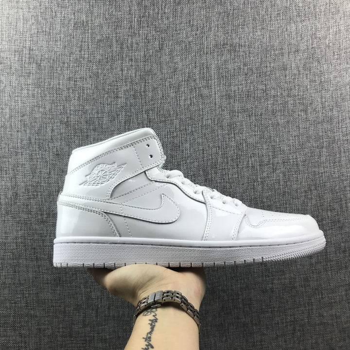 Jordan Air Jordan 1 Mid White Patent-Style Sneakers BQ6472-111