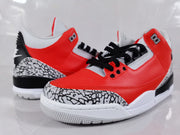 Air Jordan 3 Retro Red Black Cement Print Sneakers