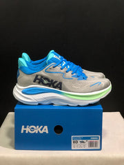 HOKA Clifton 10 Running Shoes in Gray and Blue