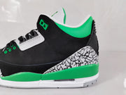 Jordan 3 Black Green Elephant Print Sneakers