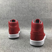 Jordan 1 Mid High-Top Sneakers in Red and Grey