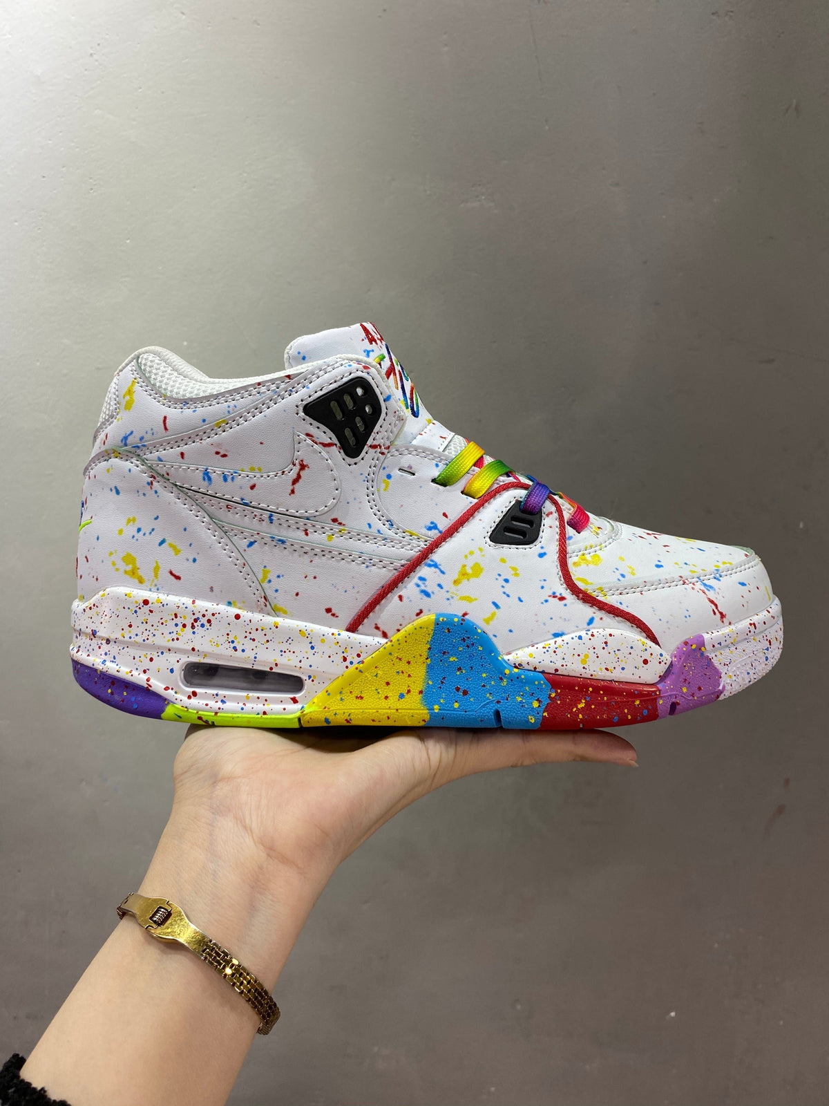 Nike Air Flight 89 High-Top Sneakers in White Multicolor